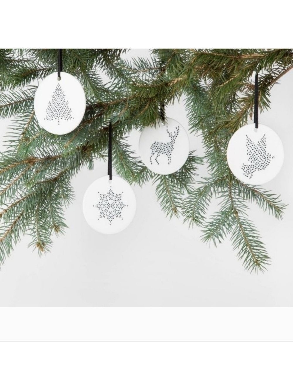 Hearth and Hand with Magnolia White Ornaments Set of 4 New